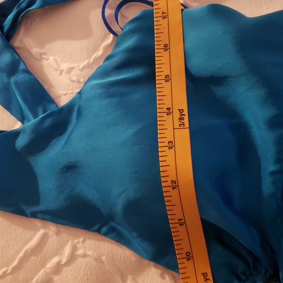 Silk halter dress vintage in teal - Picture 6 of 12
